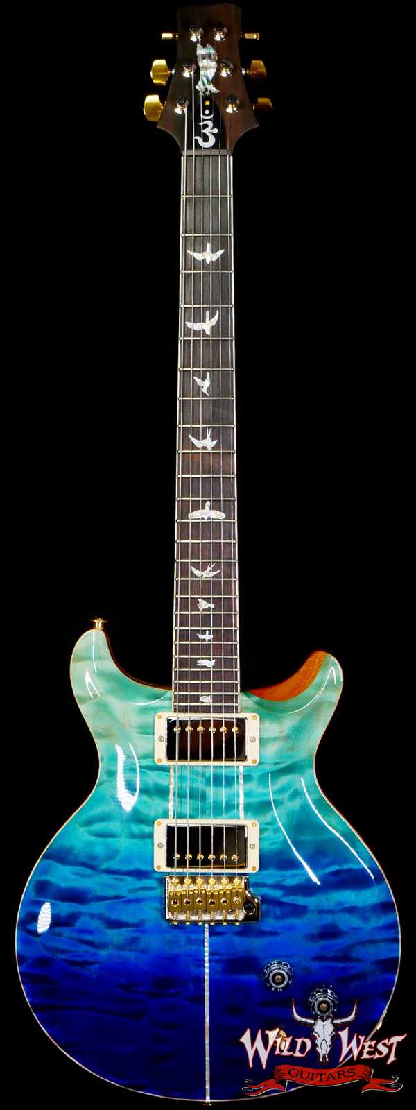Paul Reed Smith PRS Wood Library 10 Top Quilt Maple Santana Retro Brazilian Rosewood Board Blue Fade