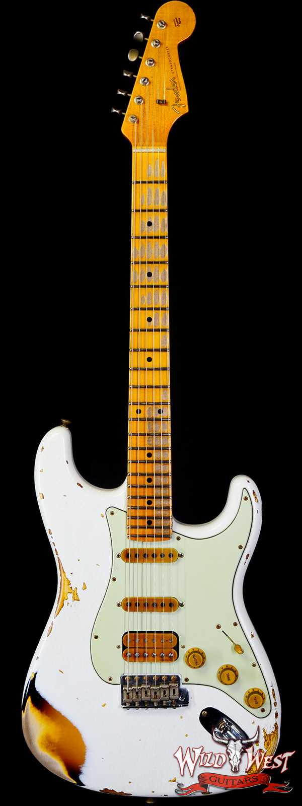 Fender Custom Shop Wild West White Lightning 2.0 Stratocaster HSS Maple Board 22 Frets Heavy Relic 2 Tone Sunburst