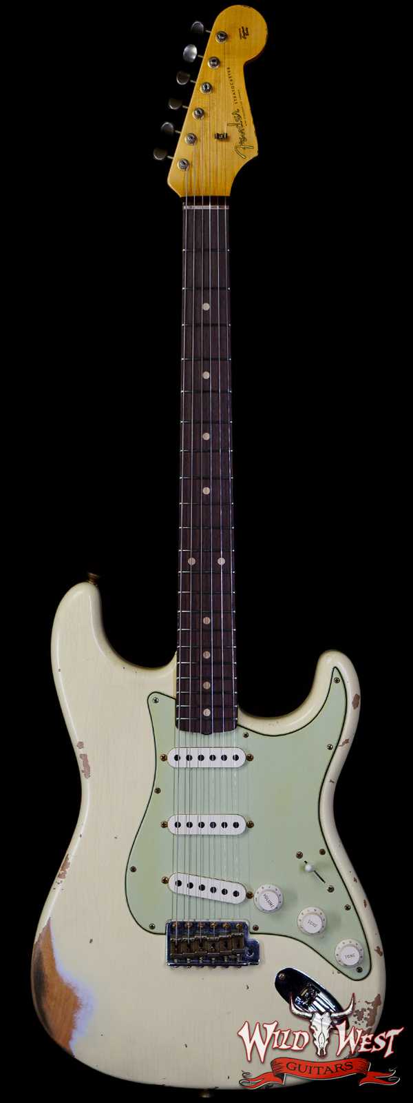 Fender Custom Shop 1962 Stratocaster Hand-Wound Pickups AAA Dark Rosewood Slab Board Heavy Relic Vintage White