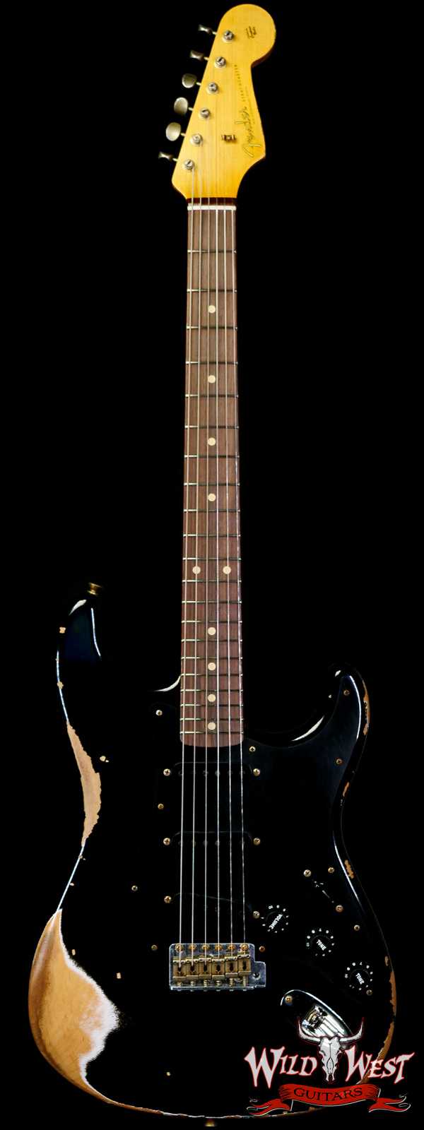 Fender Custom Shop 1962 Stratocaster Hand-Wound Pickups AAA Dark Rosewood Slab Board Heavy Relic Black