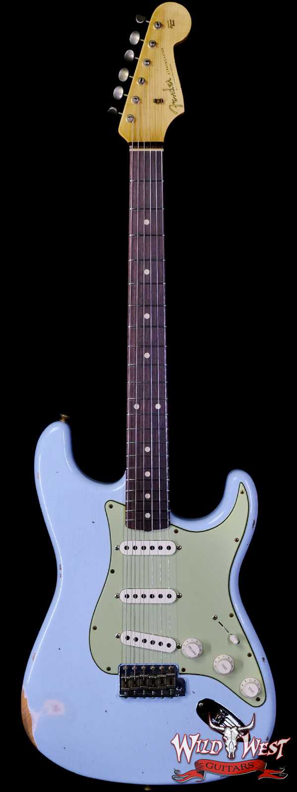Fender Custom Shop 1962 Stratocaster Hand-Wound Pickups AAA Dark Rosewood Slab Board Relic Sonic Blue