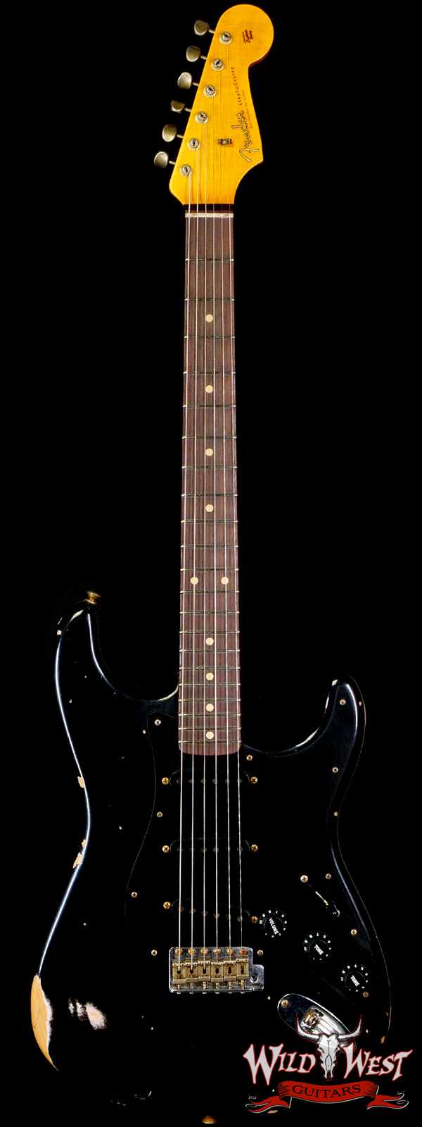 Fender Custom Shop 1962 Stratocaster Hand-Wound Pickups AAA Dark Rosewood Slab Board Relic Black (Black Pickguard)