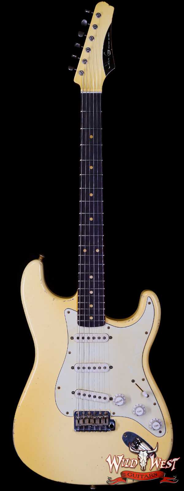 John Cruz Custom Guitars Crossville ST Rosewood Fingerboard Matching Color Headstock Whole Lotta Playing Vintage White