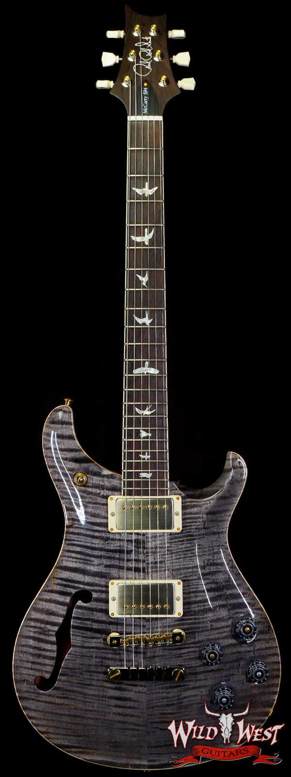 Paul Reed Smith PRS Wood Library Flame 10 Top McCarty 594 Semi-Hollow Brazilian Rosewood Fingerboard Faded Grey Black