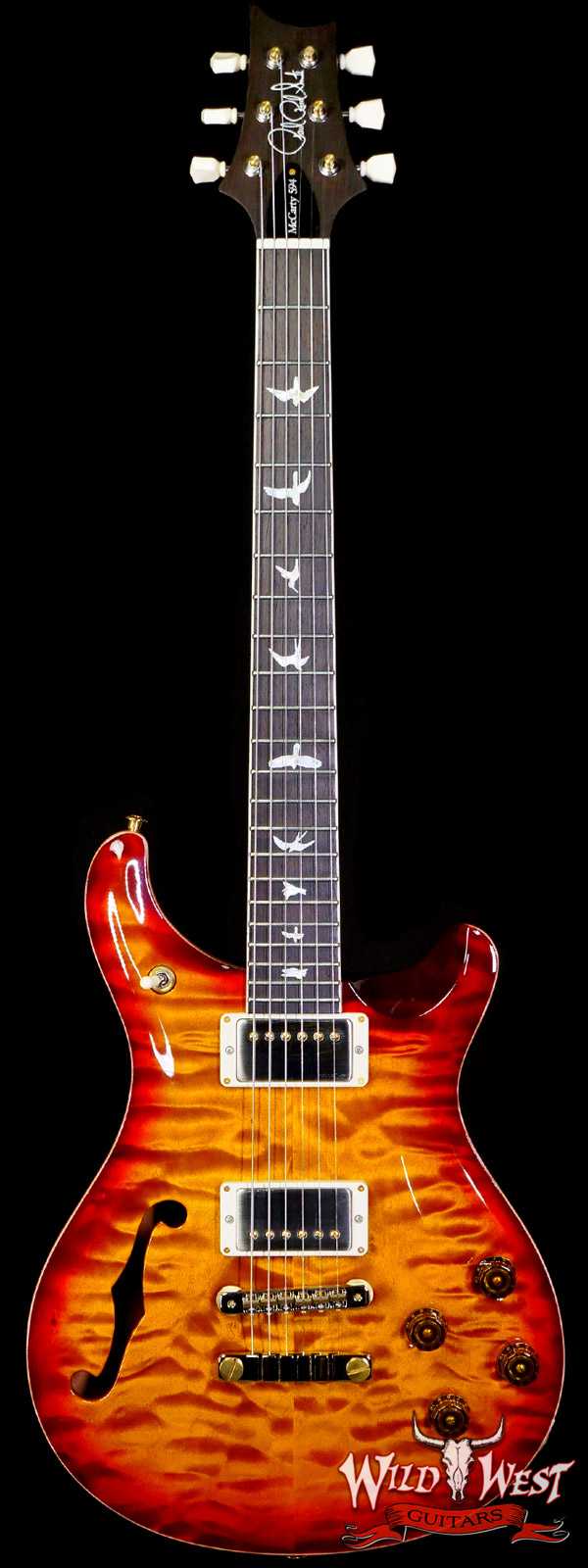 Paul Reed Smith PRS Wood Library 10 Top Quilt Top McCarty 594 Semi-Hollow Brazilian Rosewood Fingerboard Dark Cherry Sunburst