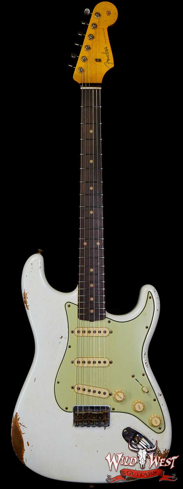 Fender Custom Shop Andy Hicks Masterbuilt 1961 Stratocaster Hardtail Brazilian Rosewood Slab Board Relic Olympic White
