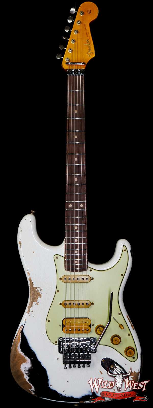 Fender Custom Shop Wild West White Lightning Stratocaster HSS Floyd Rose Rosewood Board 22 Frets Heavy Relic Black