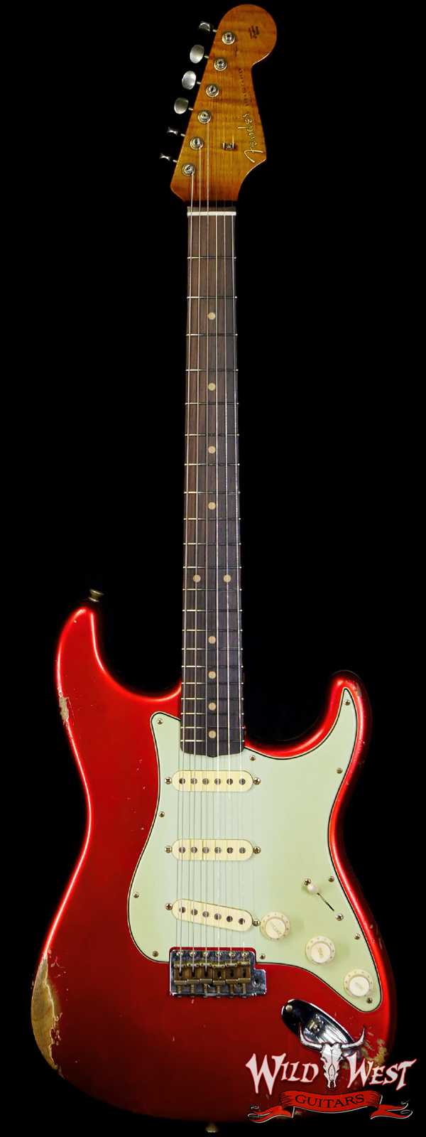 Fender Custom Shop Andy Hicks Masterbuilt 1961 Stratocaster Roasted Flame Maple Neck Brazilian Rosewood Board Relic Candy Apple Red