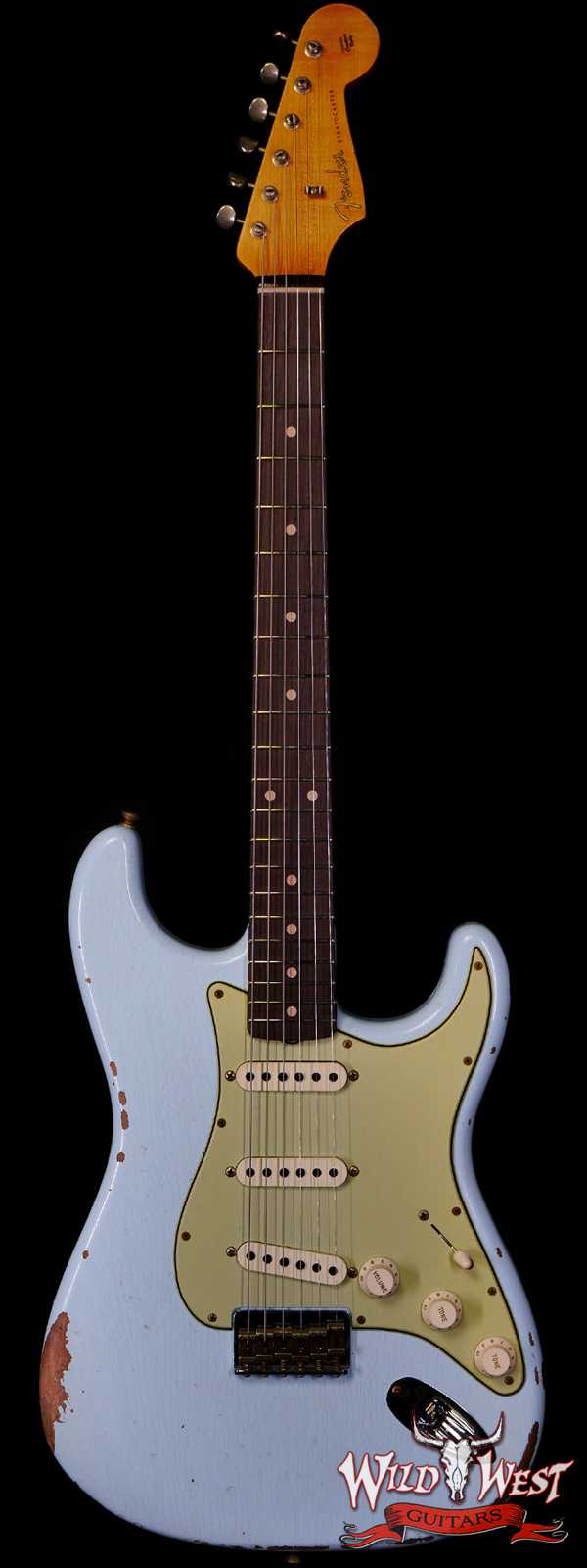 Fender Custom Shop 1962 Stratocaster Hardtail Hand-Wound Pickups AAA Dark Rosewood Slab Board Relic Sonic Blue 7.20 LBS