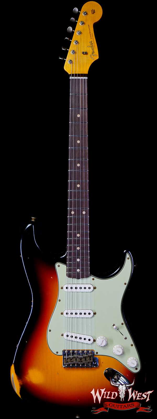 Fender Custom Shop 1962 Stratocaster Hand-Wound Pickups AAA Dark Rosewood Slab Board Relic 3 Tone Sunburst