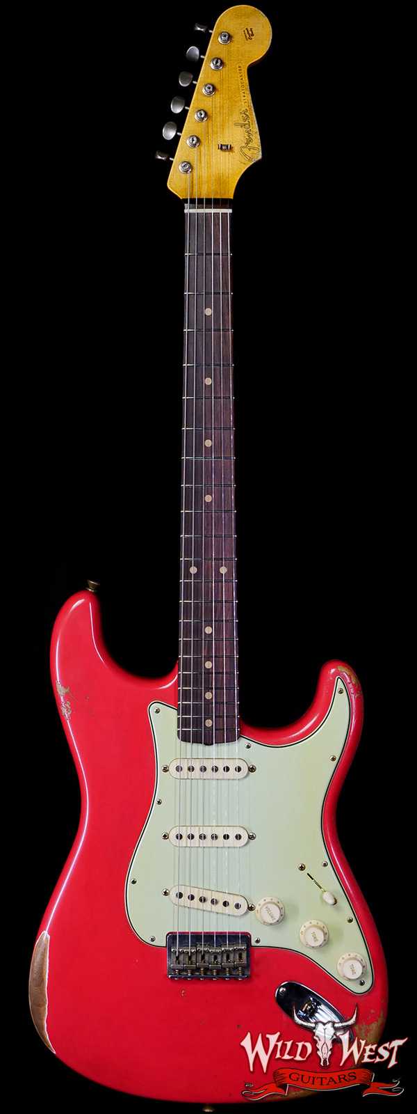 Fender Custom Shop Andy Hicks Masterbuilt 1961 Stratocaster Hardtail Brazilian Rosewood Slab Board Relic Fiesta Red 6.80 LBS