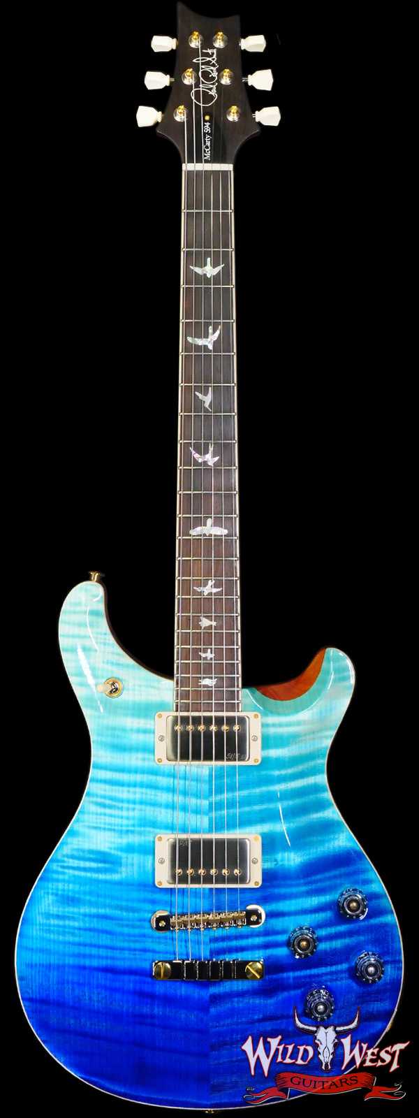 Paul Reed Smith PRS Wood Library 10 Top McCarty 594 Flame Maple Top Brazilian Rosewood Board Blue Fade