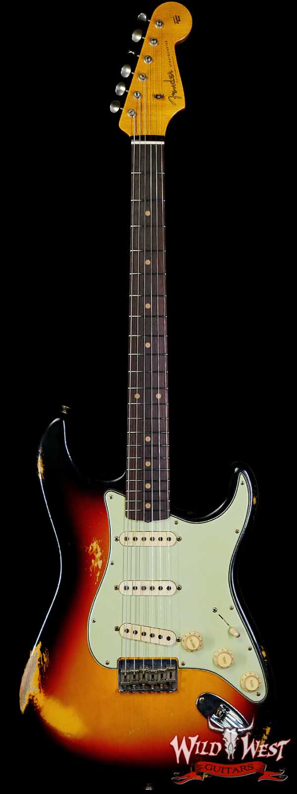 Fender Custom Shop Andy Hicks Masterbuilt 1961 Stratocaster Hardtail Brazilian Rosewood Slab Board Relic 3 Tone Sunburst