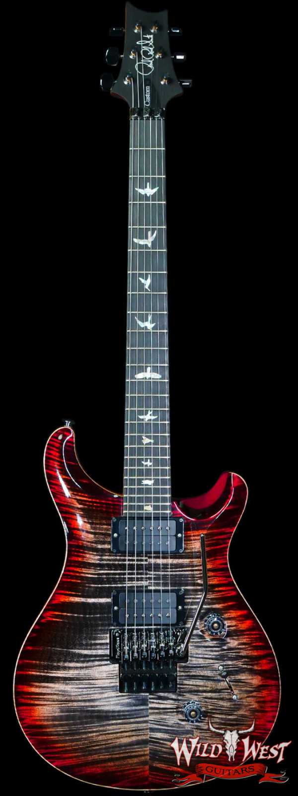 Paul Reed Smith PRS Wood Library 10 Top Custom 24 Floyd Rose Ebony Fingerboard Roasted Flame Maple Neck Charcoal Cherry Burst