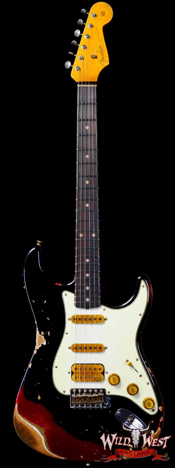 Fender Custom Shop Wild West Black Lightning 2.0 Stratocaster HSS Rosewood Board 21 Frets Heavy Relic Candy Apple Red
