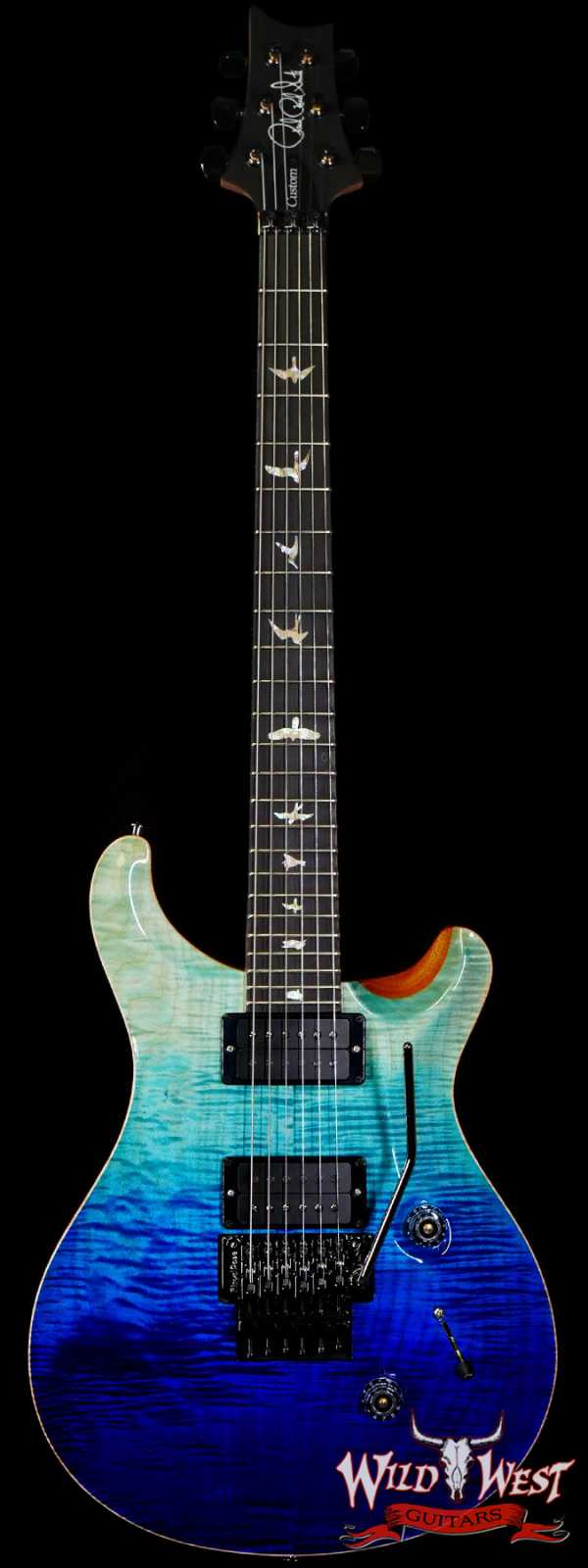 Paul Reed Smith PRS Wood Library 10 Top Custom 24 Floyd Rose Ebony Fingerboard Flame Maple Neck Blue Fade