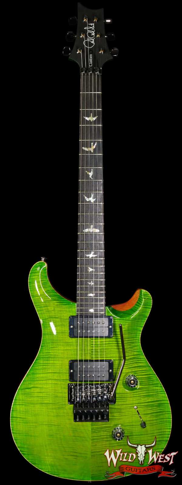 Paul Reed Smith PRS Wood Library 10 Top Custom 24 Floyd Rose Ebony Fingerboard Stained Flame Maple Neck Eriza Verde