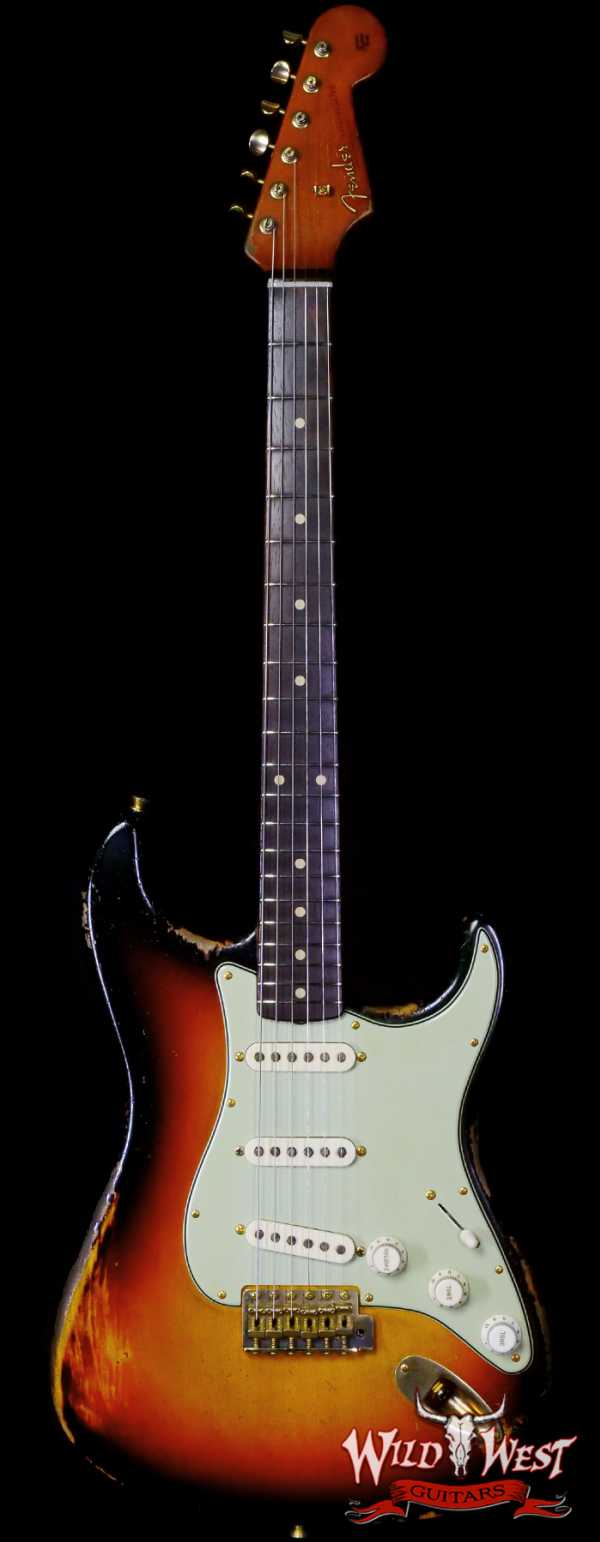 Fender Custom Shop Dale Wilson Masterbuilt 1960 Stratocaster Brazilian Rosewood Fingerboard Relic 3 Tone Sunburst with Gold Hardware
