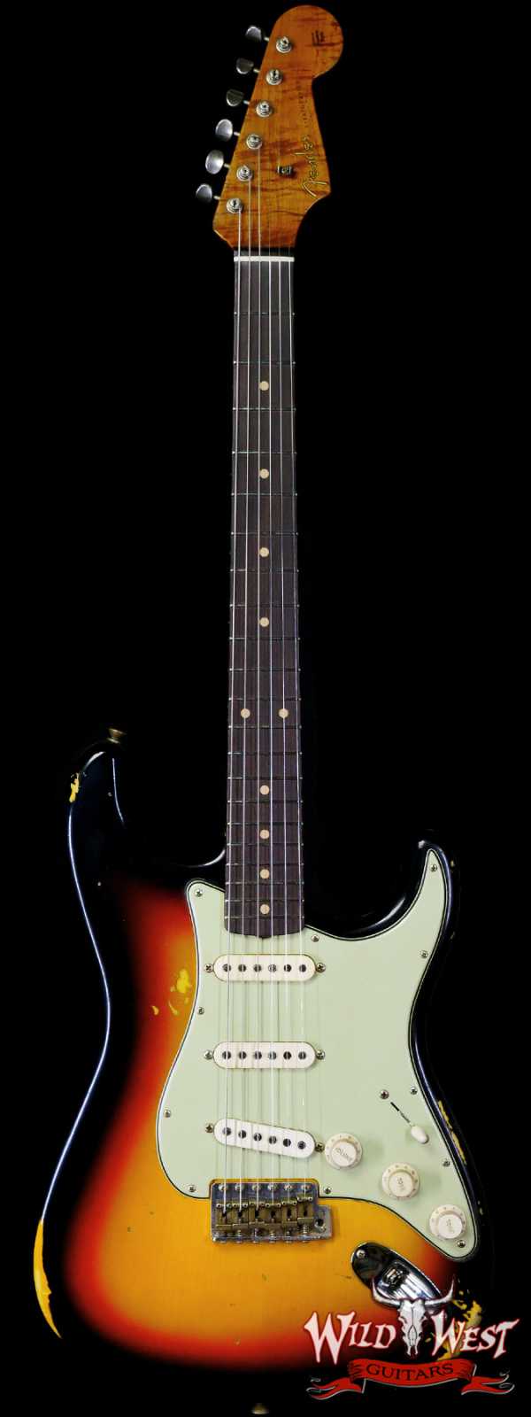 Fender Custom Shop Andy Hicks Masterbuilt 1961 Stratocaster Roasted Flame Maple Neck Brazilian Rosewood Board Relic 3 Tone Sunburst