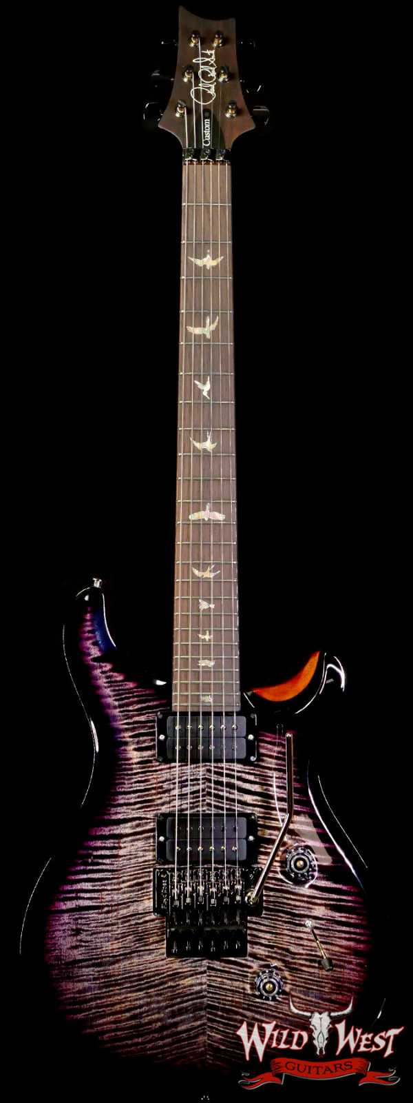 Paul Reed Smith PRS Wood Library 10 Top Custom 24 Floyd Rose Brazilian Rosewood Fingerboard Stained Flame Maple Neck Charcoal Purple Smokeburst
