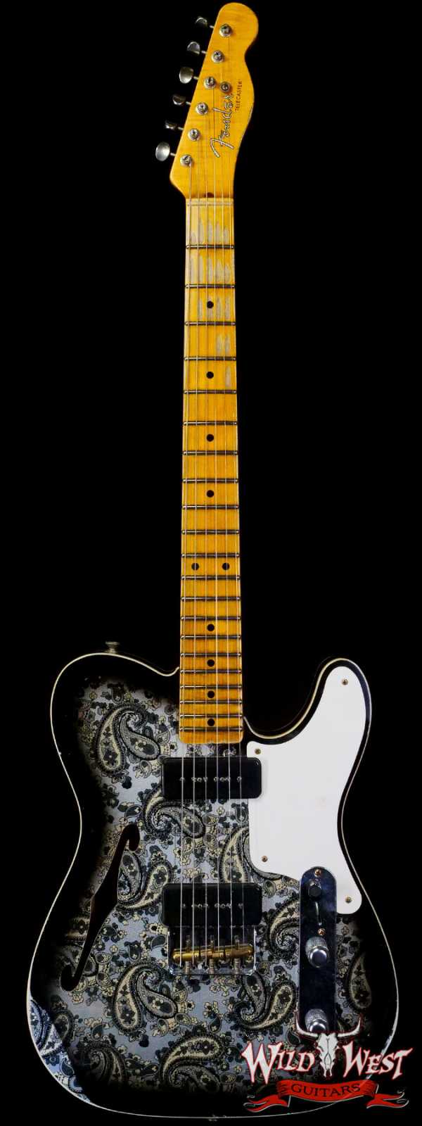 Fender Custom Shop Limited Edition Dual P90 Telecaster Thinline AA Flame Maple Neck Relic Black Paisley