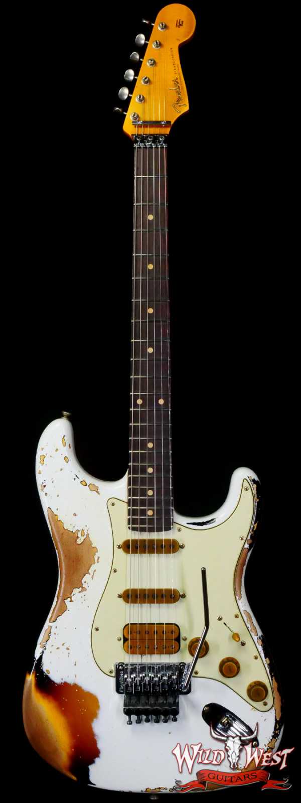 Fender Custom Shop Wild West White Lightning Stratocaster HSS Floyd Rose Rosewood Board 22 Frets Heavy Relic 3 Tone Sunburst