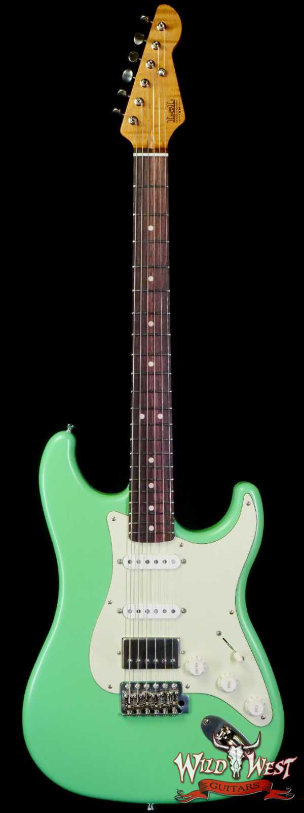 LsL Saticoy One B S Style HSS Roasted Flame Maple Neck Rosewood Fingerboard Surf Green