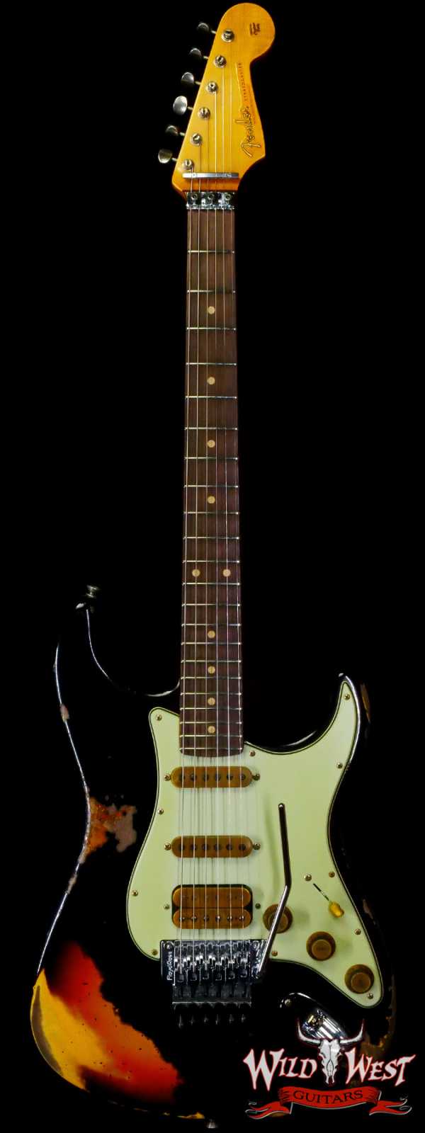 Fender Custom Shop Wild West Black Lightning Stratocaster HSS Floyd Rose Rosewood Board 22 Frets Heavy Relic 3 Tone Sunburst