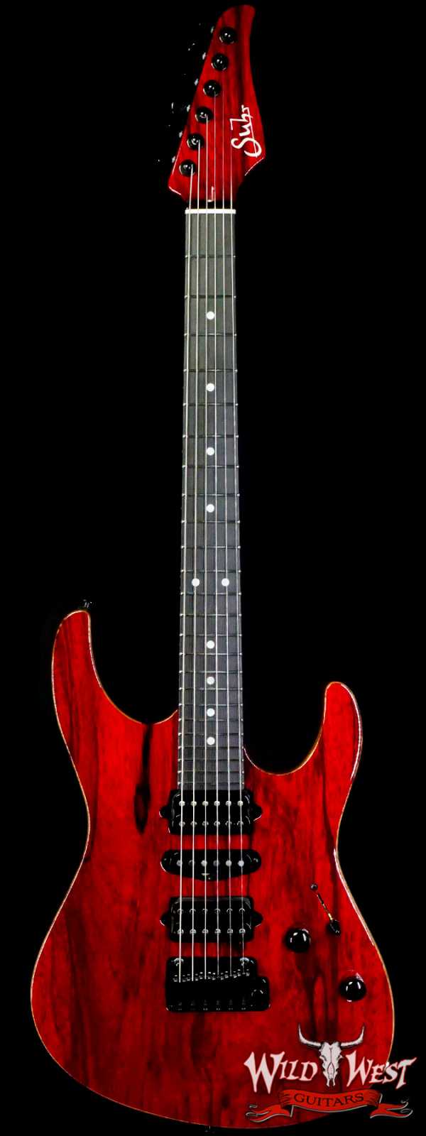 Suhr Custom Carve Top Modern HSH Black Limba Body & Neck Ebony Fingerboard Trans Red