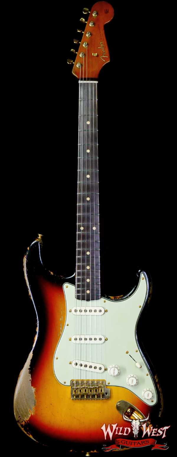 Fender Custom Shop Dale Wilson Masterbuilt 1960 Stratocaster Brazilian Rosewood Board Relic 3 Tone Sunburst with Gold Hardware