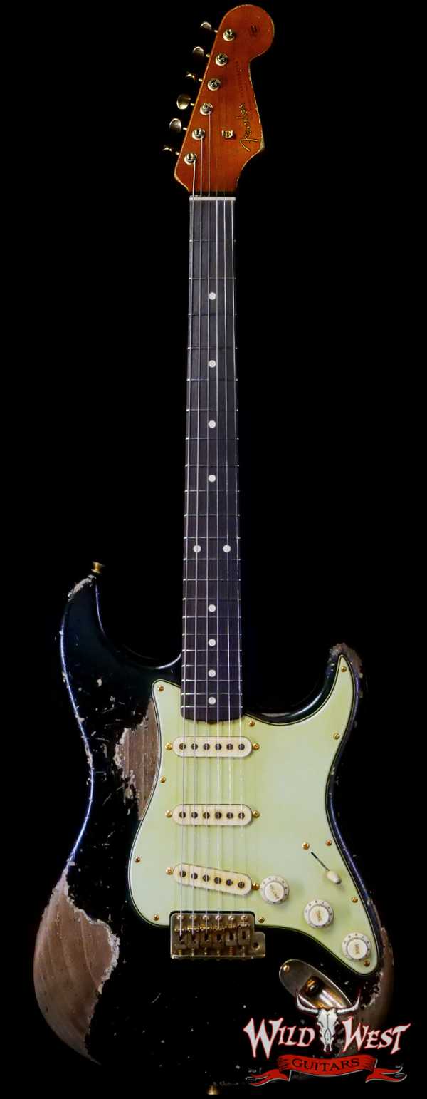 Fender Custom Shop Levi Perry Masterbuilt 1962 Stratocaster Brazilian Rosewood Board Heavy Relic Black with Gold Hardware