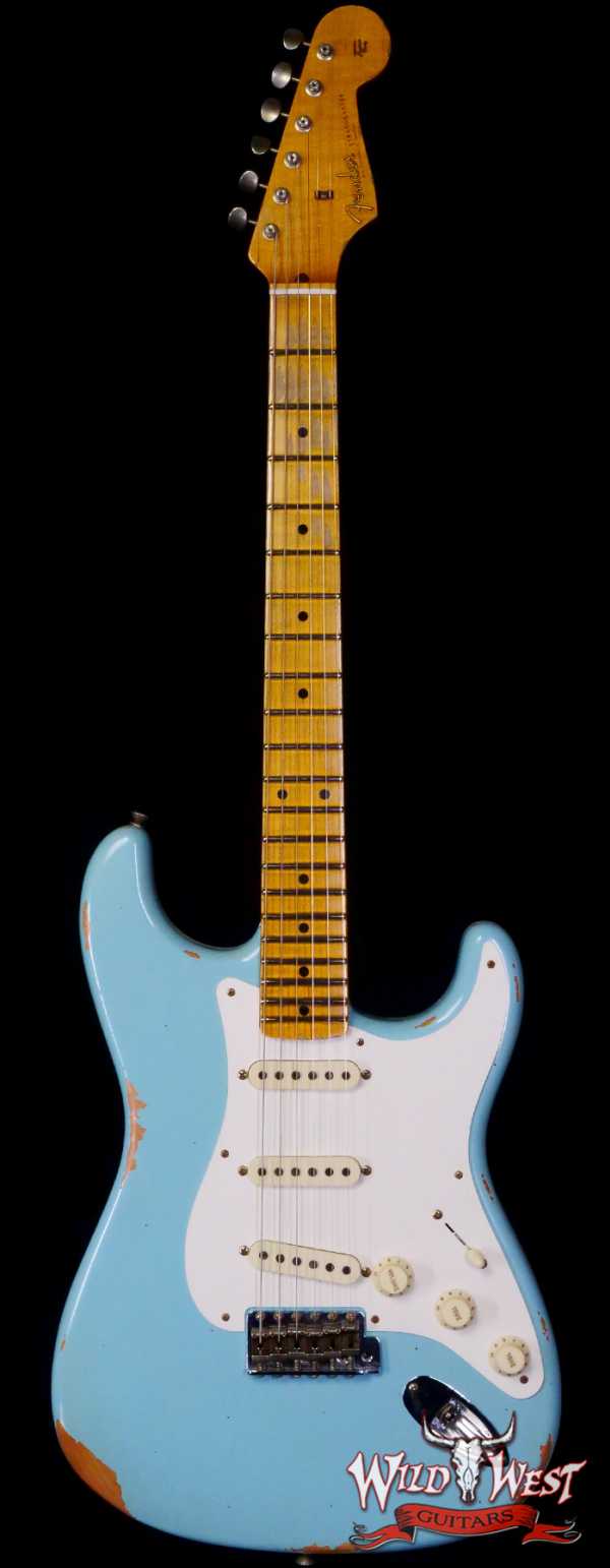 Fender Custom Shop 1957 Stratocaster Hand-Wound Pickups Maple Neck Relic Faded Aged Daphne Blue
