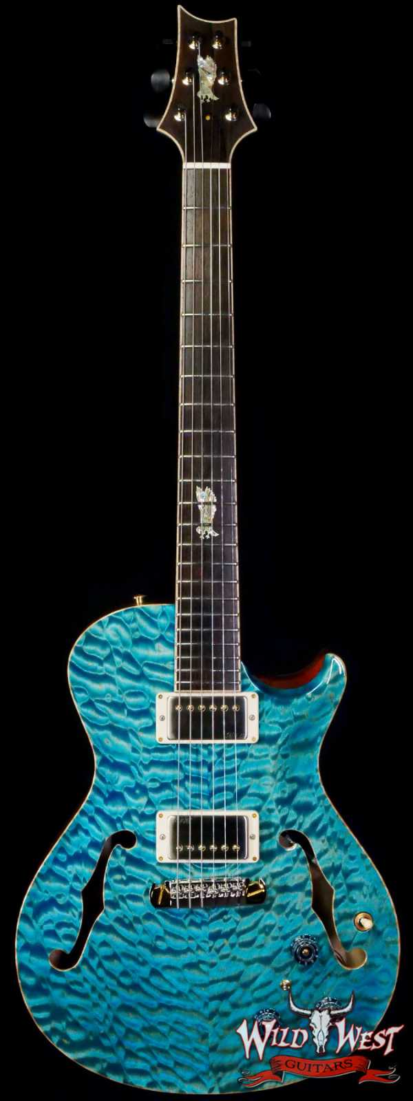 Paul Reed Smith PRS Private Stock # 10385 McCarty 594 Hollowbody II Piezo Singlecut Brazilian Rosewood Board Flame Maple Neck Faded Turquoise