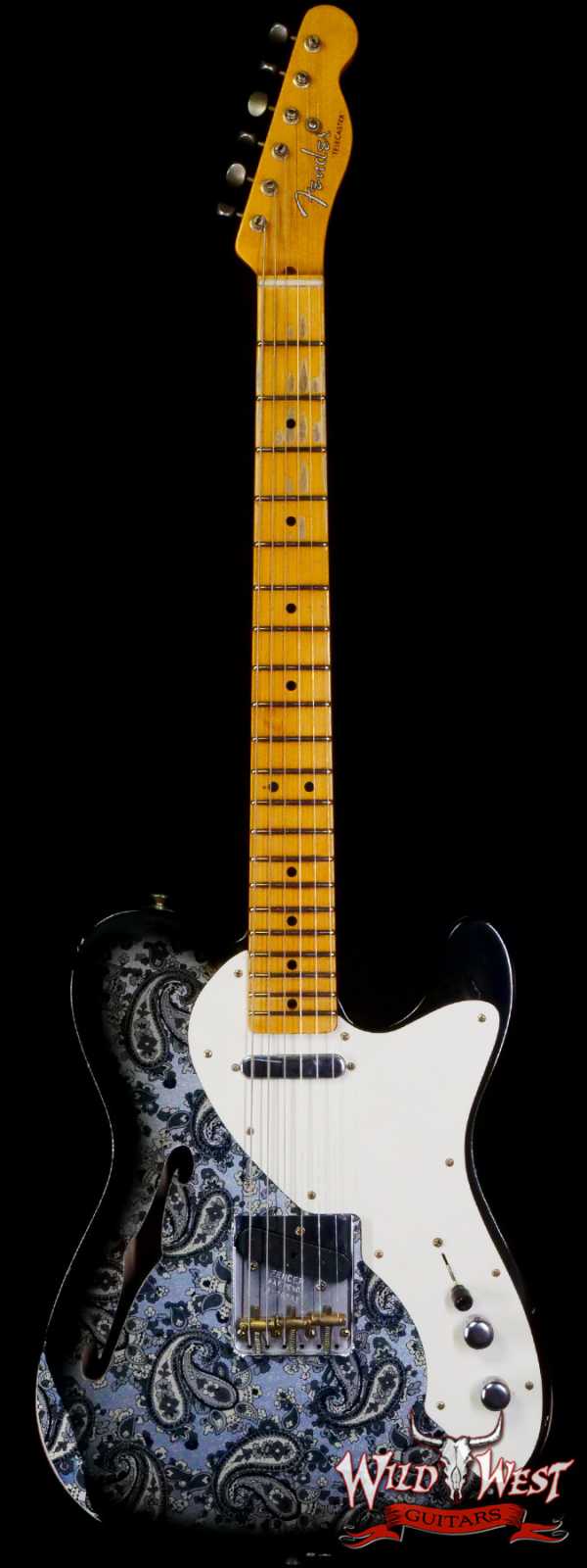 Fender Custom Shop 50s Thinline Telecaster Hand-Wound Pickups Maple Neck Relic Black Paisley