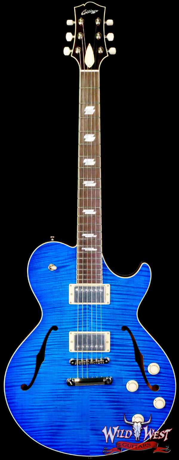 Collings SoCo Deluxe Premium Flame Maple Top Rosewood Fingerboard Lollar Low Wind Imperial Humbuckers Sapphire Blue