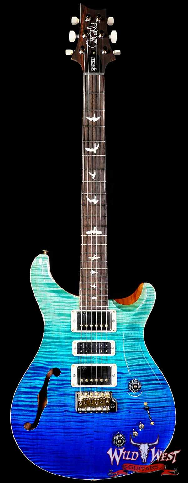 Paul Reed Smith PRS Wood Library 10 Top Special 22 Semi-Hollow Flame Maple Neck Brazilian Rosewood Fingerboard Blue Fade 6.95 LBS (US Only / No International Shipping)