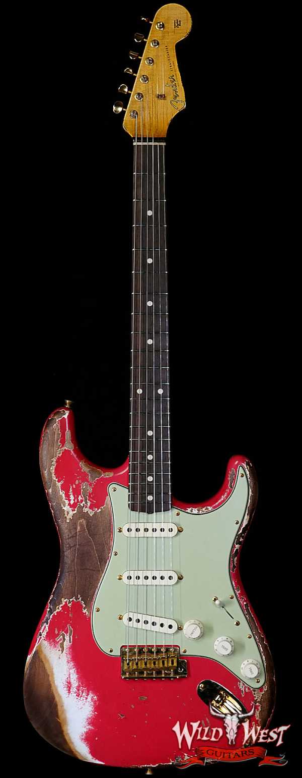 Fender Custom Shop Wild West Guitars 25th Anniversary 1960 Stratocaster Madagascar Rosewood Fretboard Heavy Relic Fiesta Red 7.80 LBS