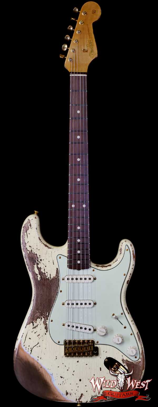 Fender Custom Shop Wild West Guitars 25th Anniversary 1960 Stratocaster Madagascar Rosewood Fretboard Heavy Relic Vintage White 7.75 LBS