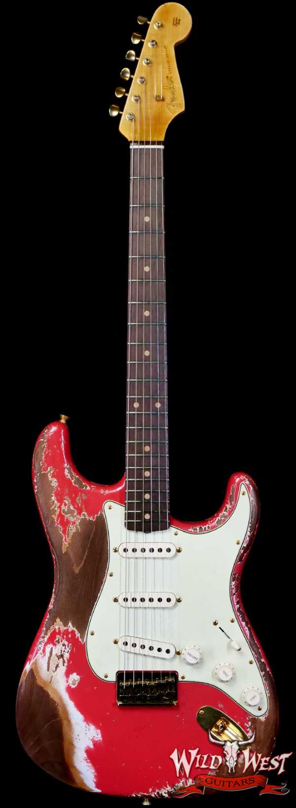 Fender Custom Shop Wild West Guitars 25th Anniversary 1960 Stratocaster Hardtail Madagascar Rosewood Fretboard Heavy Relic Fiesta Red 7.05 LBS