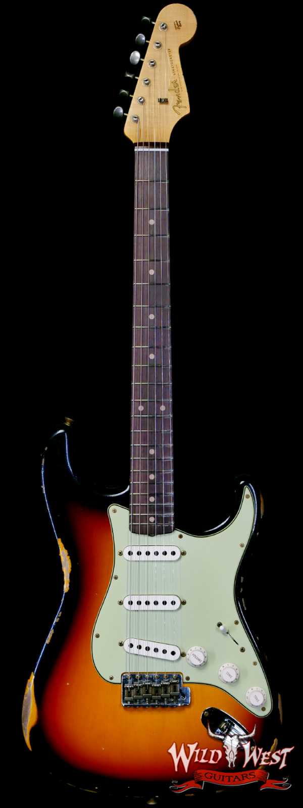 Fender Custom Shop 1962 Stratocaster Hand-Wound Pickups AAA Dark Rosewood Slab Board Relic 3 Tone Sunburst 7.50 LBS