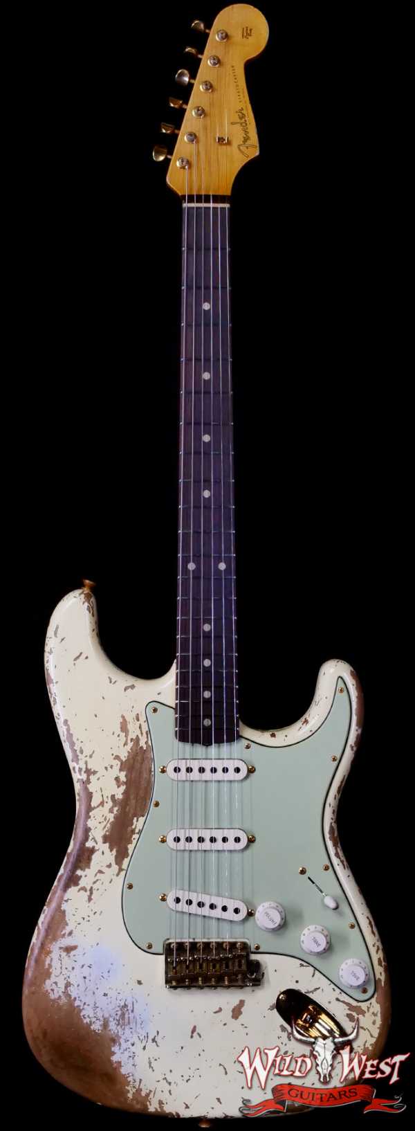 Fender Custom Shop Wild West Guitars 25th Anniversary 1960 Stratocaster Madagascar Rosewood Fretboard Heavy Relic Vintage White 7.80 LBS