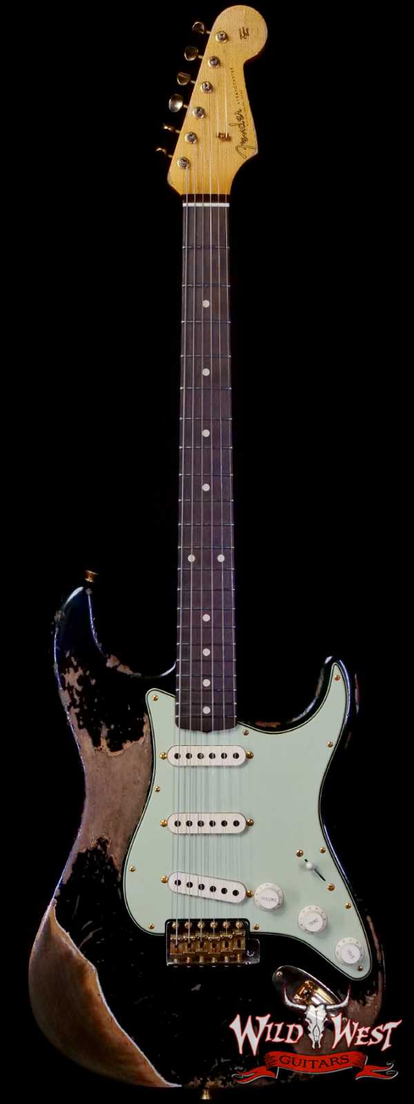 Fender Custom Shop Wild West Guitars 25th Anniversary 1960 Stratocaster Madagascar Rosewood Fretboard Heavy Relic Black 7.80 LBS