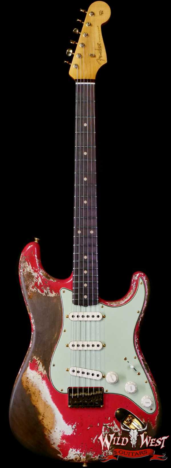 Fender Custom Shop Wild West Guitars 25th Anniversary 1960 Stratocaster Hardtail Madagascar Rosewood Fretboard Heavy Relic Fiesta Red 7.15 LBS