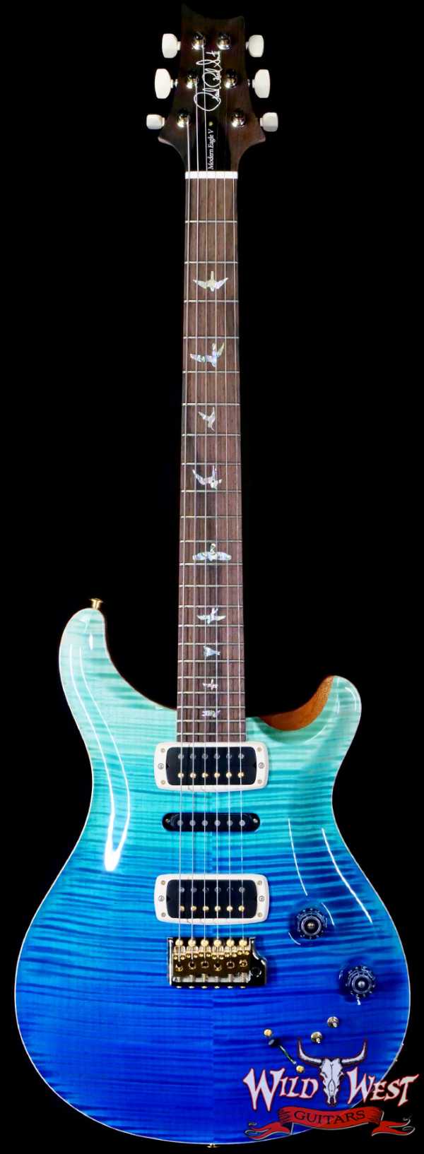 Paul Reed Smith PRS Wood Library 10 Top Modern Eagle V ME5 Flame Maple Neck Brazilian Rosewood Fingerboard Blue Fade 7.75 LBS (US Only / No International Shipping)