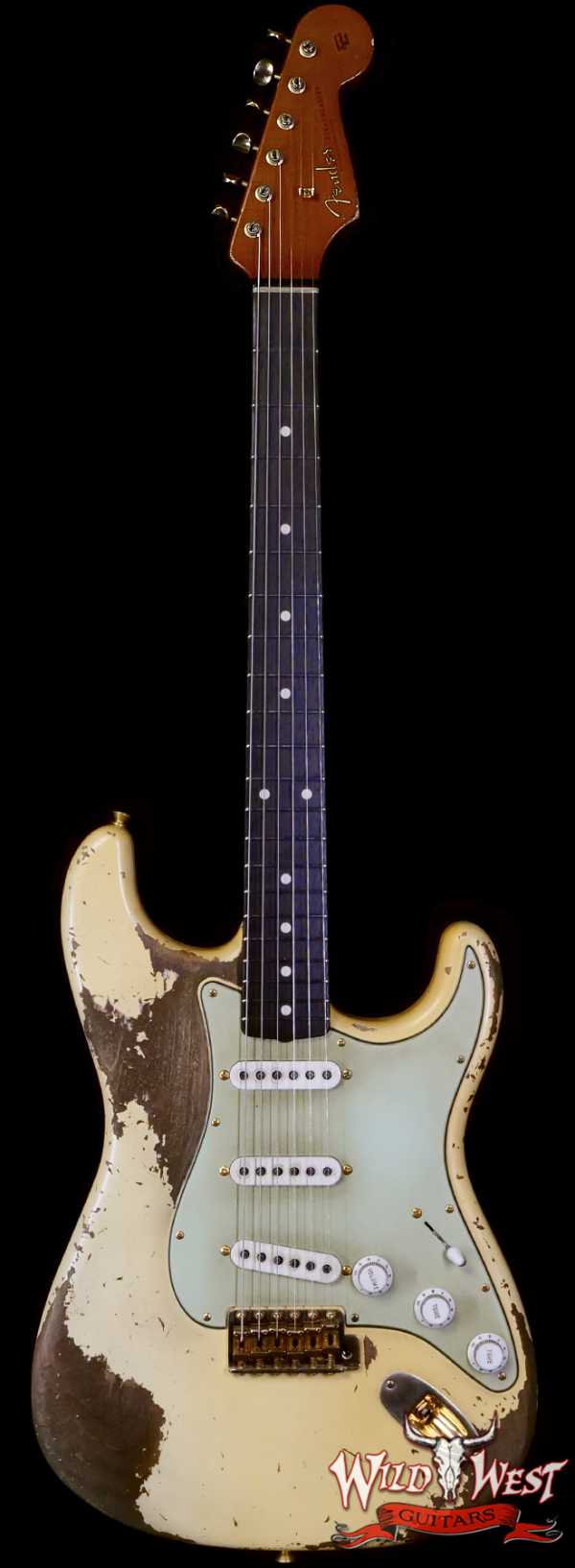 Fender Custom Shop Levi Perry Masterbuilt 1962 Stratocaster Brazilian Rosewood Board Heavy Relic Vintage White with Gold Hardware 7.35 LBS (US Only / No International Shipping)
