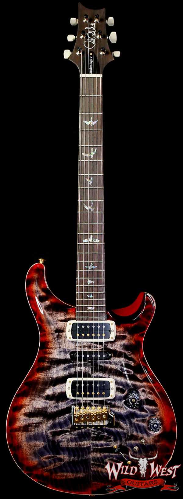 Paul Reed Smith PRS Wood Library 10 Top Quilt Modern Eagle V ME5 Flame Maple Neck Brazilian Rosewood Board Charcoal Cherry Burst 8.30 LBS (US Only / No International Shipping)
