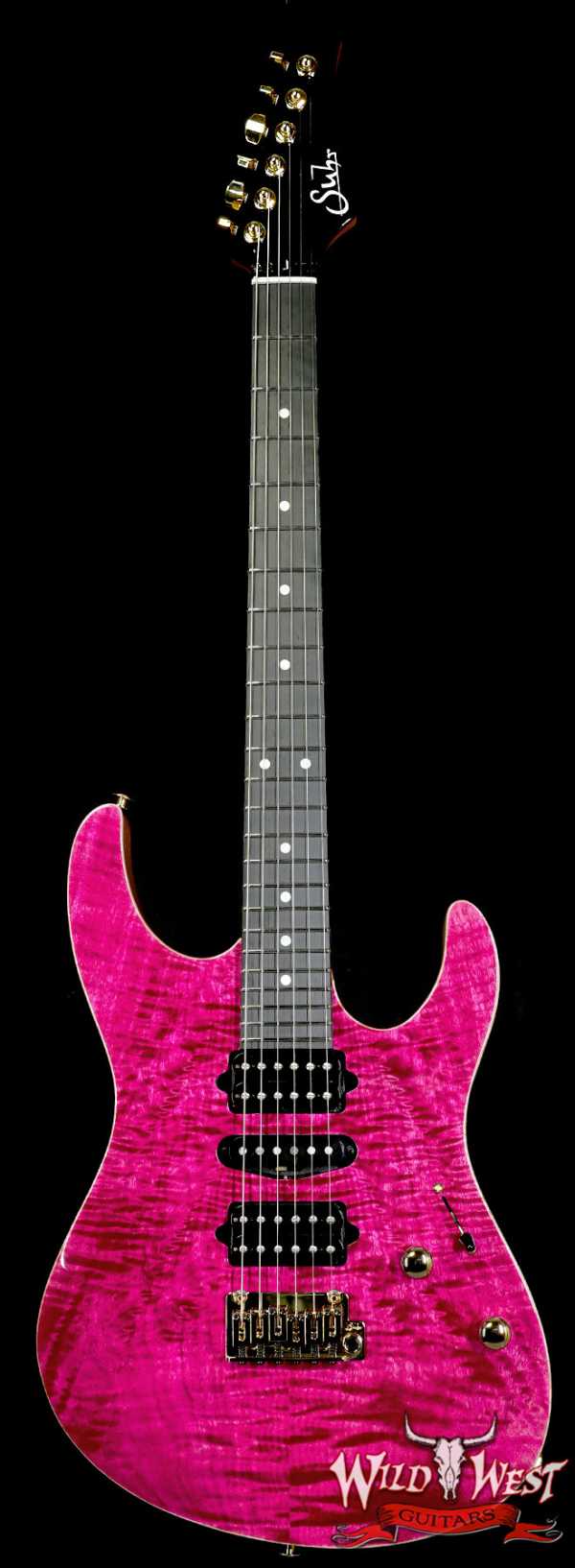 Suhr Custom Modern HSH Flame Maple Top Genuine Mahogany Body & Neck Indian Rosewood Fingerboard Magenta Pink 7.95 LBS