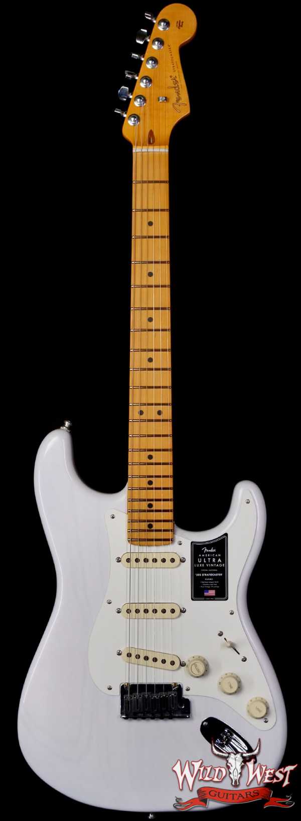 Fender American Ultra Luxe Vintage ‘50s Stratocaster Ash Body Maple Fingerboard White Blonde 8.1 lbs