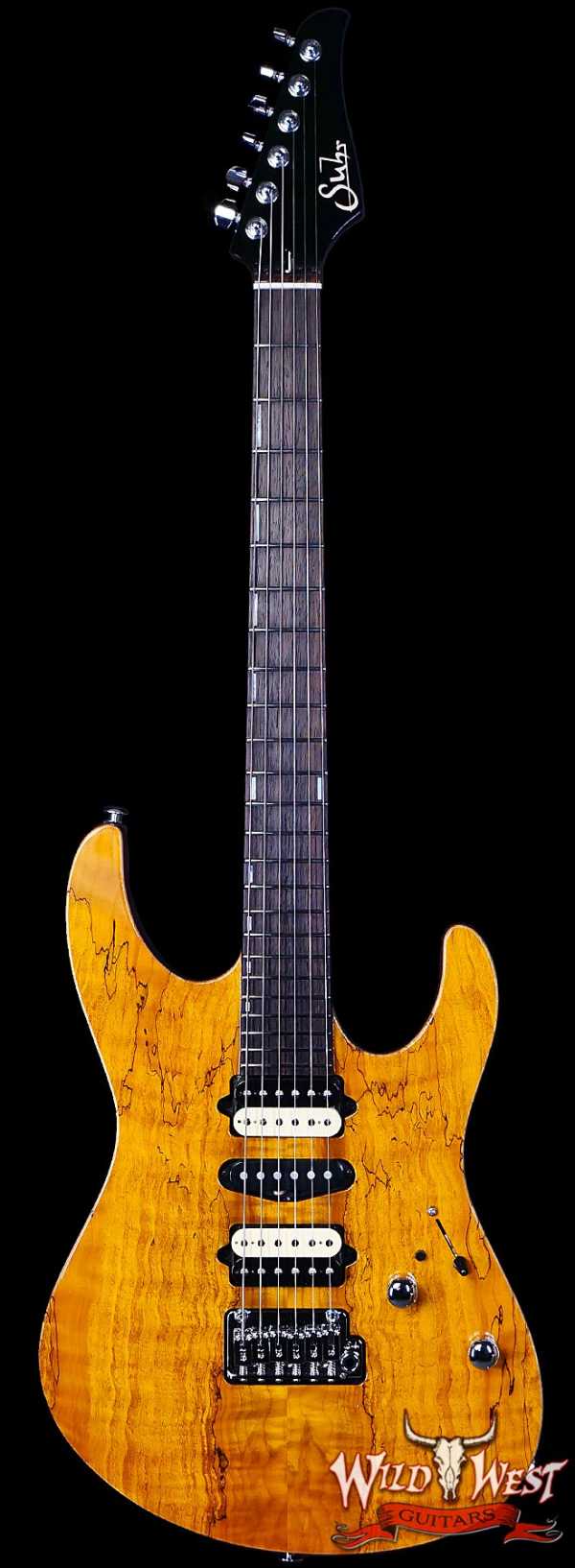 Suhr Custom Set Neck Modern HSH Spalt Maple Top Blower Switch 24 Stainless Steel Frets Tran Caramel with Cherry Back 7.70 lbs