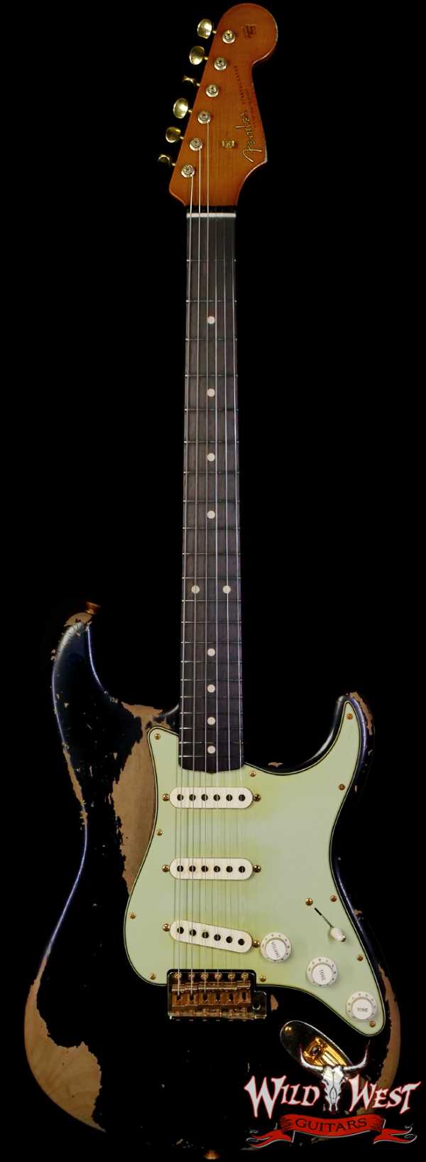 Fender Custom Shop Levi Perry Masterbuilt 1962 Stratocaster Brazilian Rosewood Heavy Relic Black with Gold Hardware 7.25 lbs (US Only / No International Shipping)